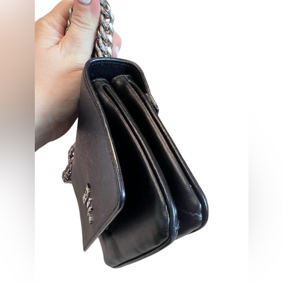 PRADA Saffiano Tessuto Nylon Chain Shoulder Bag Black - Picture 13 of 15